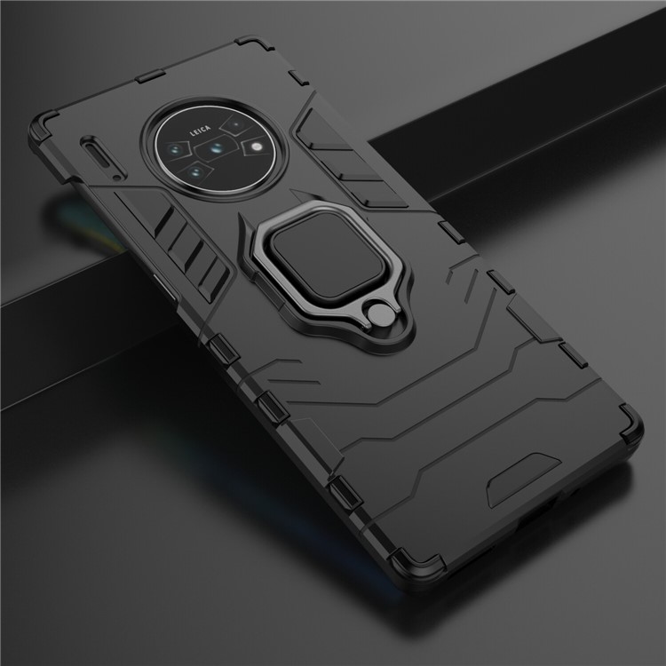 Cool Guard Ring Holder Kickstand PC TPU Hybrid Case for Huawei Mate 30 Pro - Black-9