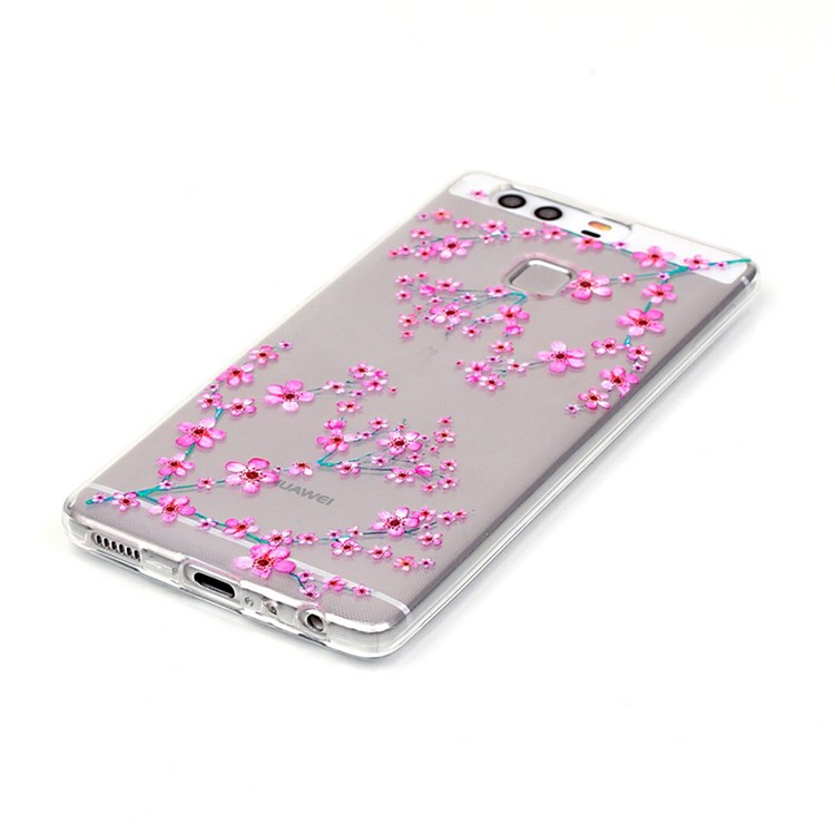Embossment TPU Gel Cover for Huawei P9 - Plum Blossom-3