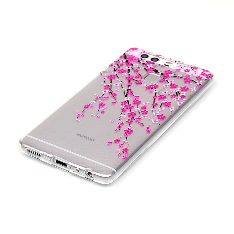 Embossment TPU Gel Shell for Huawei P9 - Vivid Flowers-3