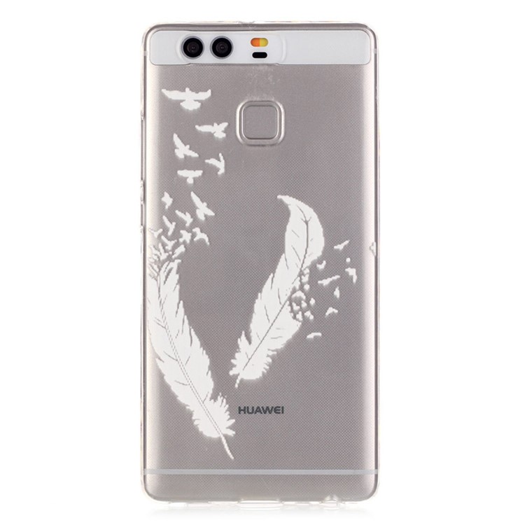 Embossment TPU Back Case for Huawei P9 - Feather Pattern-1