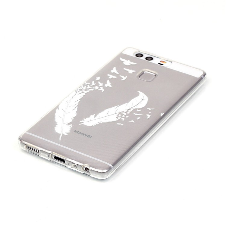 Embossment TPU Back Case for Huawei P9 - Feather Pattern-3