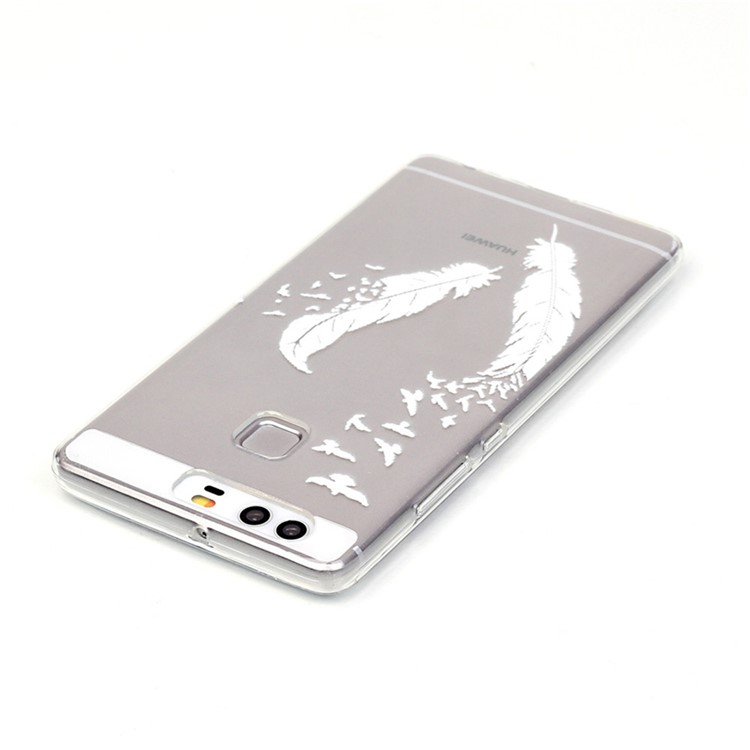 Embossment TPU Back Case for Huawei P9 - Feather Pattern-4