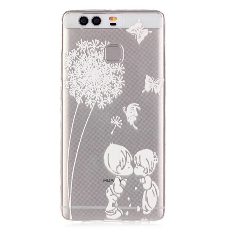 Raised TPUShell Case for Huawei P9 - Dandelion and Kissing Lover-1