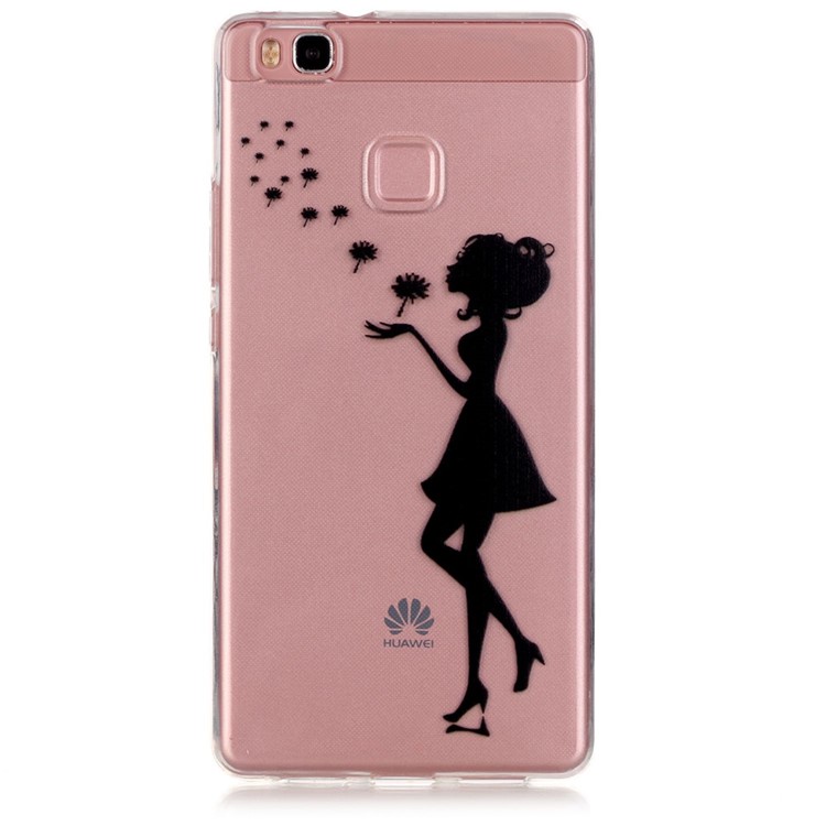 Embossed TPU Shell Case for Huawei P9 Lite / G9 Lite - Girl Blowing Dandelion-1