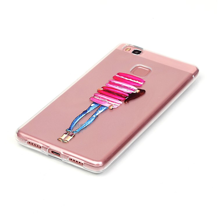 Embossed TPU Gel Shell Case for Huawei P9 Lite / G9 Lite - Girl Holding Macarron-3