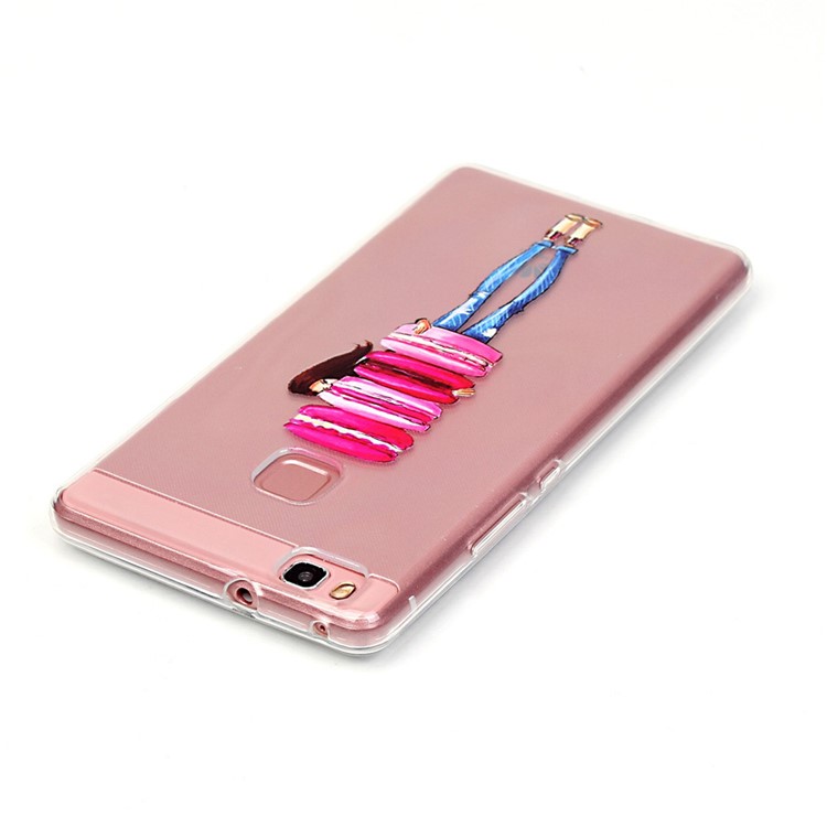 Embossed TPU Gel Shell Case for Huawei P9 Lite / G9 Lite - Girl Holding Macarron-4