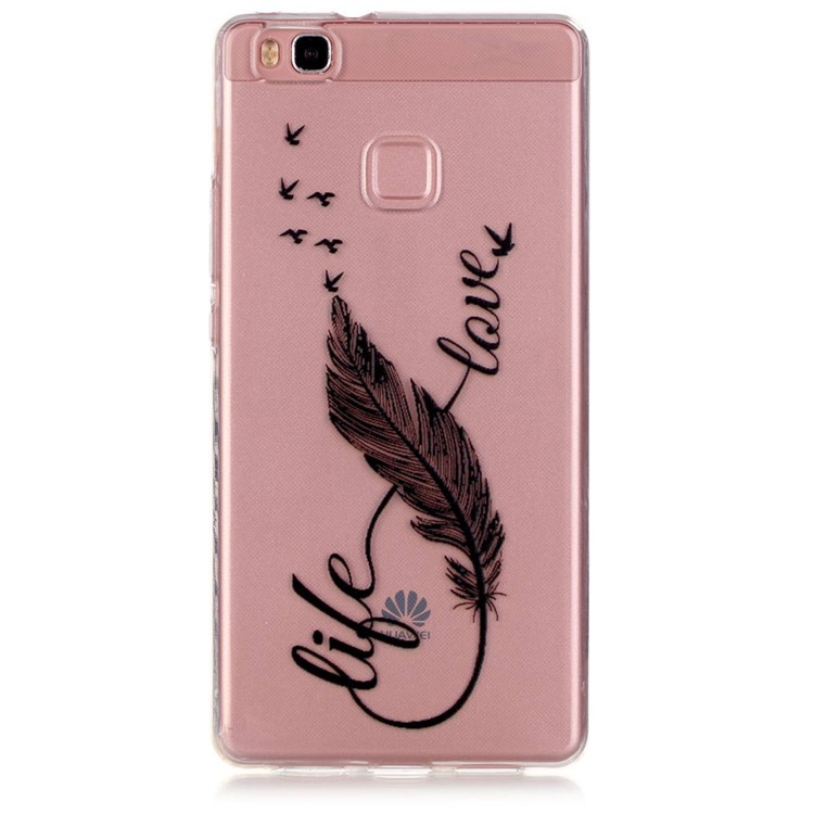 Embossed Soft TPU Gel Case for Huawei P9 Lite / G9 Lite - Feather and Birds-1