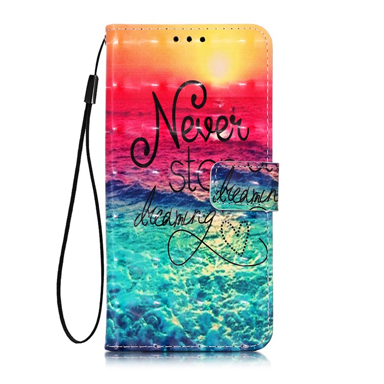 3D Printing Light Spot Decor Leather Wallet Casing for Huawei Honor 9X/9X Pro - Never Stop Dreaming-4