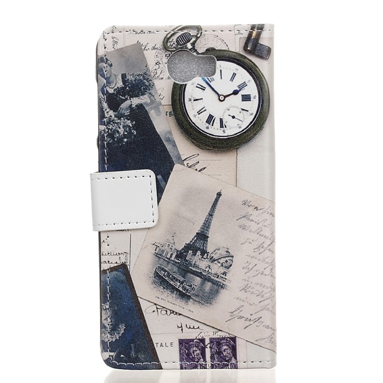 Card Holder Leather Cover for Huawei Y5II / Y5 II - Eiffel Tower and Feather-2