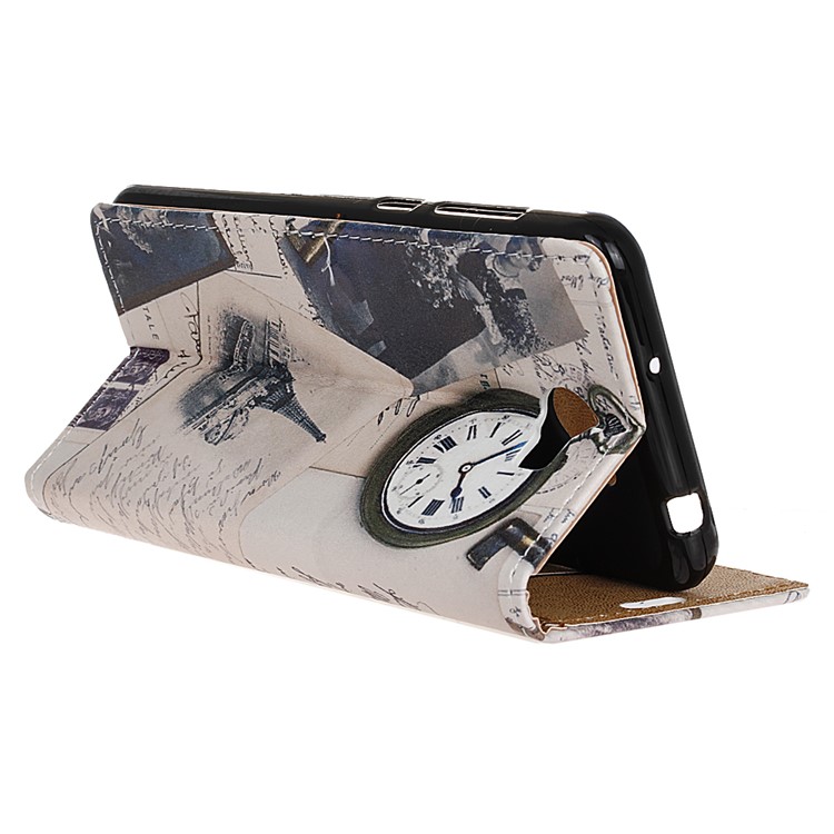 Card Holder Leather Cover for Huawei Y5II / Y5 II - Eiffel Tower and Feather-5