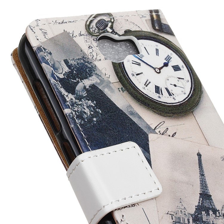 Card Holder Leather Cover for Huawei Y5II / Y5 II - Eiffel Tower and Feather-7