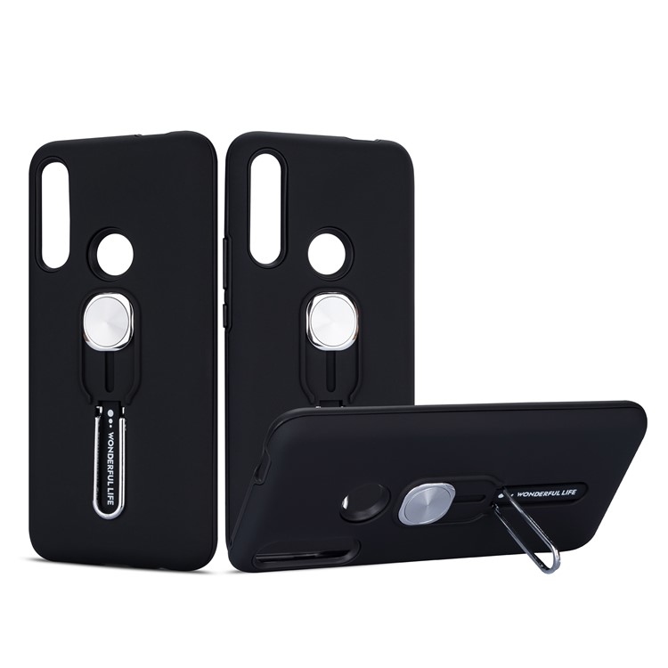 Caso Estribo Lateral PC Aperto De Dedo Híbrido TPU + Para Huawei P Z Inteligente / Y9 Nobre 2019 - Preto-1