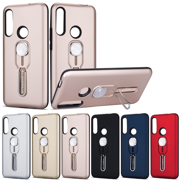 Caso Estribo Lateral PC Aperto De Dedo Híbrido TPU + Para Huawei P Z Inteligente / Y9 Nobre 2019 - Preto-6
