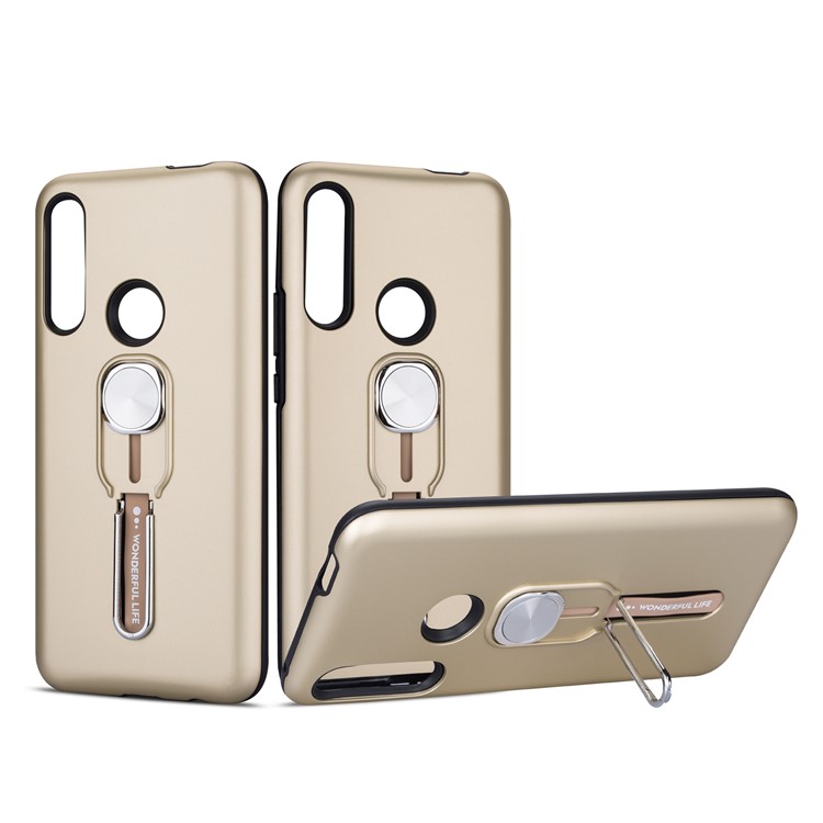Caso Estribo Lateral PC Aperto De Dedo Híbrido TPU + Para Huawei P Z Inteligente / Y9 Nobre 2019 - Ouro-1
