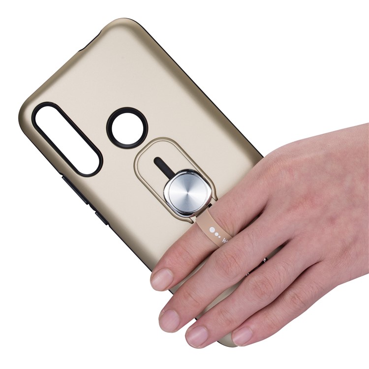 Caso Estribo Lateral PC Aperto De Dedo Híbrido TPU + Para Huawei P Z Inteligente / Y9 Nobre 2019 - Ouro-5