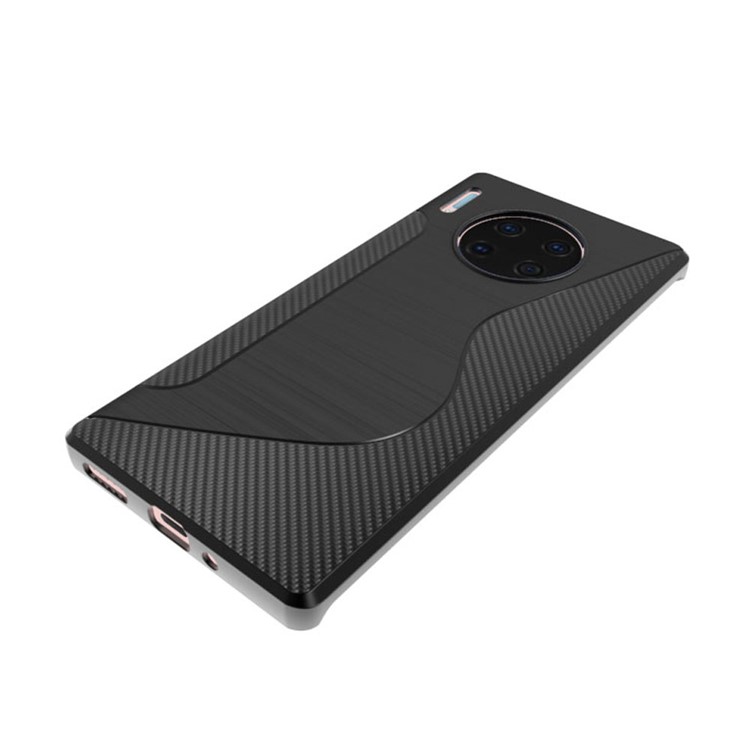Fibra De Carbono S Em Forma De Caixa Do Telefone Escovado TPU Suave Para Huawei Companheiro 30 Pró-5