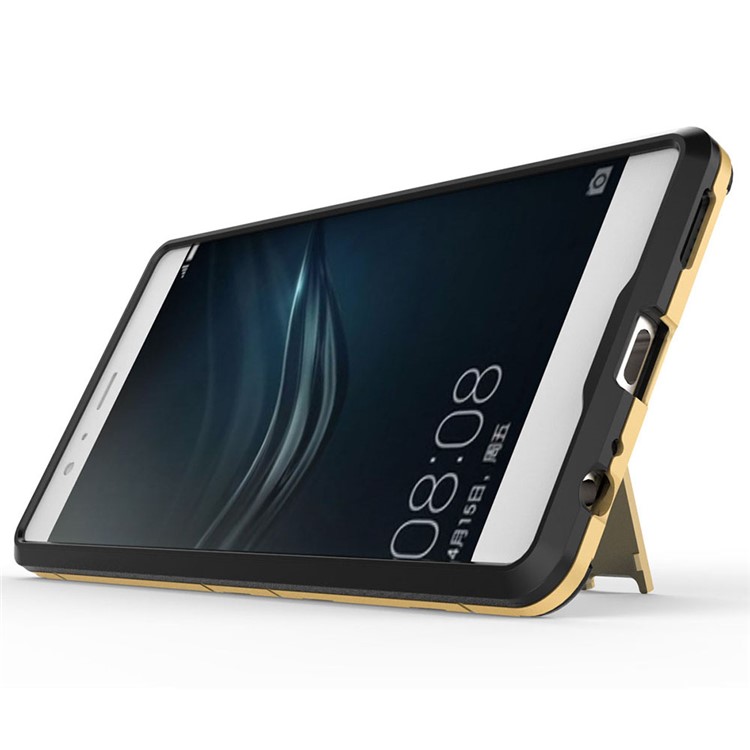 PC TPU Hybrid Cover for Huawei P9 Plus with Kickstand - Gold-6