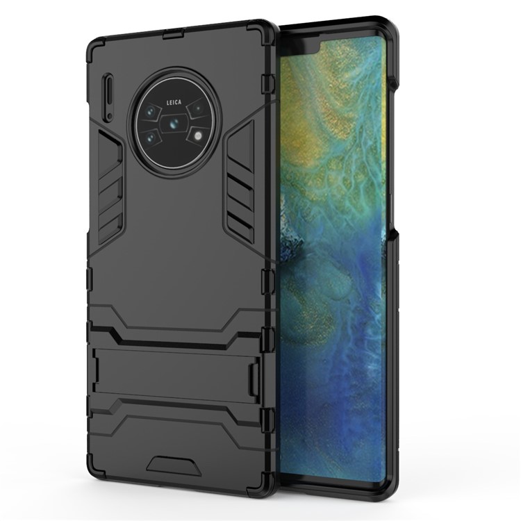 Combinación de Plástico 2-en-1 + TPU Con Papel de Patada Para Huawei Mate 30 Pro - Negro-2