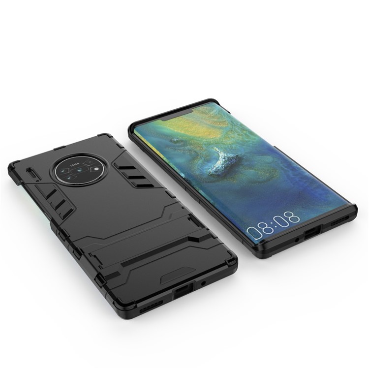 2-в-1 Пластик + ТП Комба Оболочка С Подставкой Для HUAWEI Мата 30 Про - Черный-3