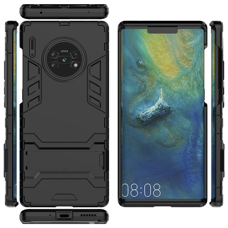 2-в-1 Пластик + ТП Комба Оболочка С Подставкой Для HUAWEI Мата 30 Про - Черный-7