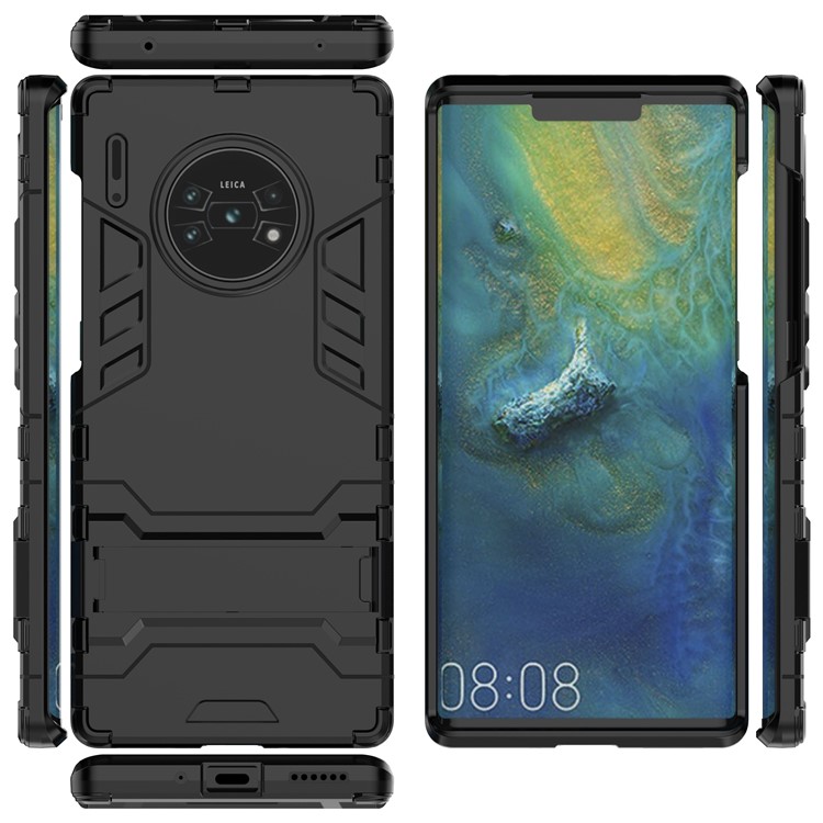 Combinación de Plástico 2-en-1 + TPU Con Papel de Patada Para Huawei Mate 30 Pro - Negro-7