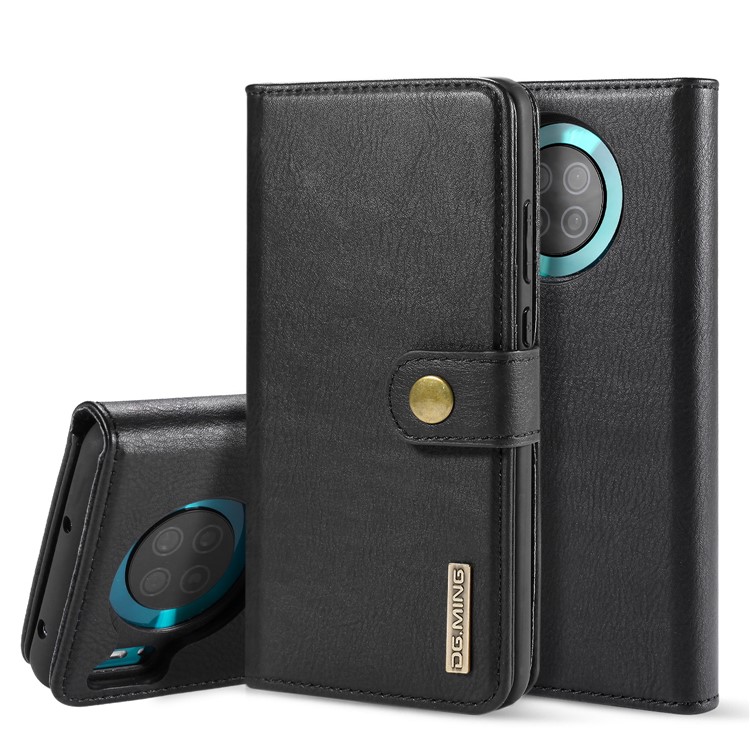 DG.MING Detachable 2-in-1 Split Leather Wallet Shell + PC Back Case for Huawei Mate 30 - Black-1