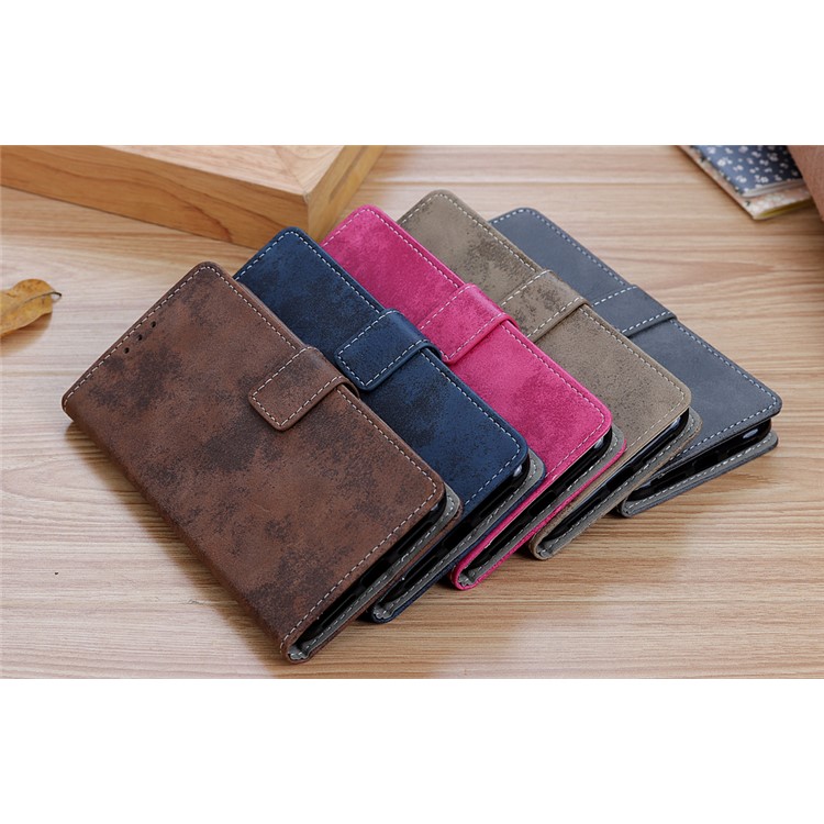 Vintage Style Leather Wallet Stand Phone Case for Huawei Honor Play 3 - Grey-13