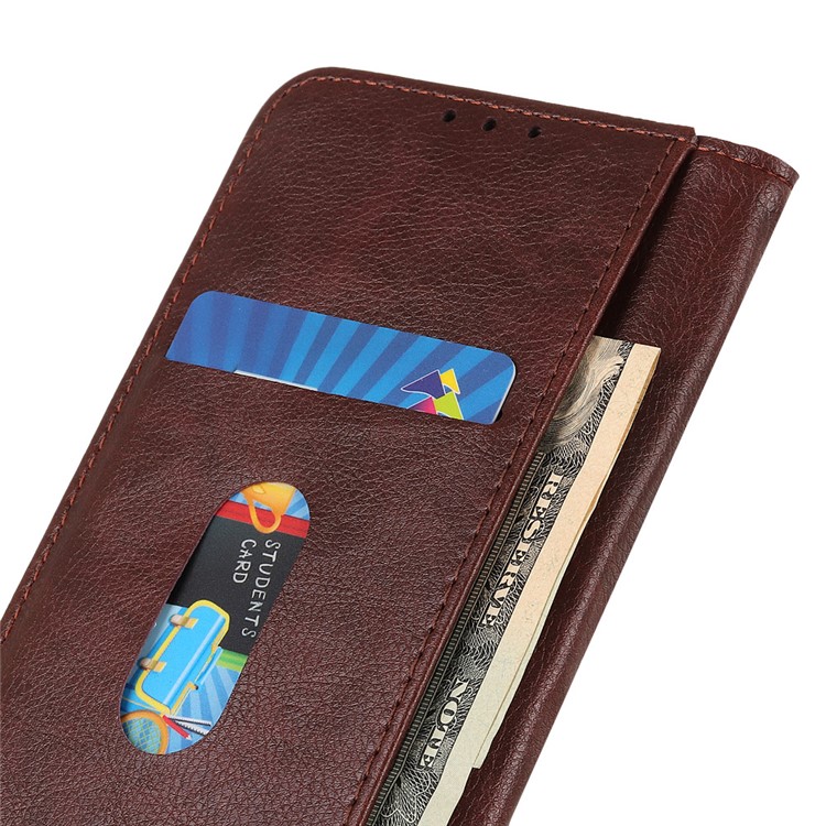 Auto-absorbed Litchi Texture Split Leather Phone Shell Casing for Huawei Honor Play 3 - Brown-5