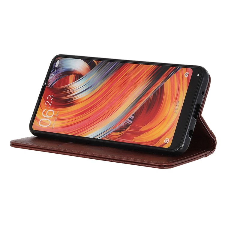 Auto-absorbed Litchi Texture Split Leather Phone Shell Casing for Huawei Honor Play 3 - Brown-6