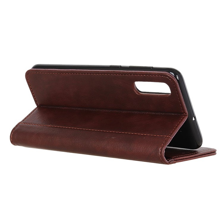 Auto-absorbed Litchi Texture Split Leather Phone Shell Casing for Huawei Honor Play 3 - Brown-8