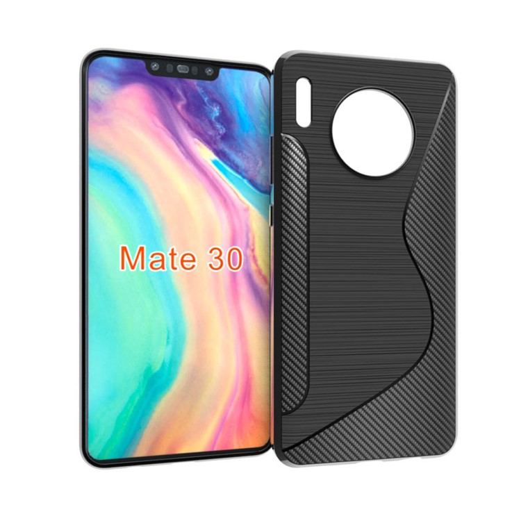 S-shape Carbon Fiber Brushed TPU Phone Cover for Huawei Mate 30-1