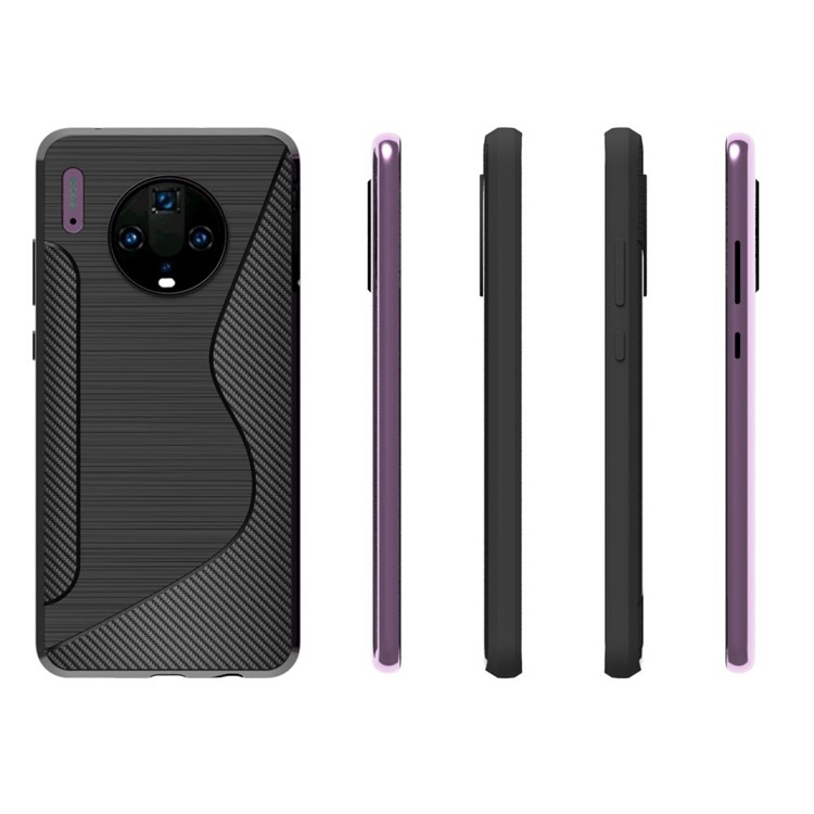 S-shape Carbon Fiber Brushed TPU Phone Cover for Huawei Mate 30-2