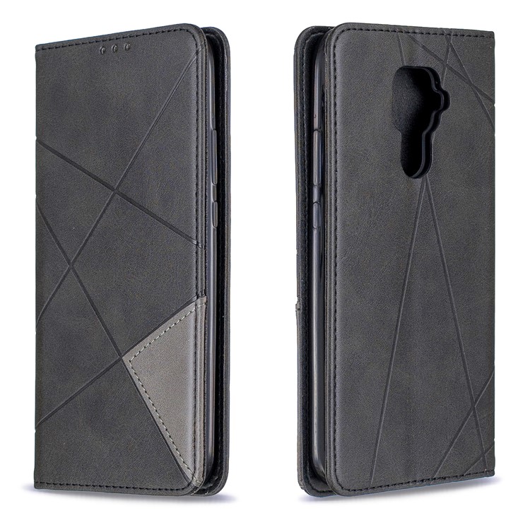 Geometric Pattern Stand Leather Phone Case Card Holder Shell for Huawei Mate 30 Lite/nova 5i Pro - Black-4