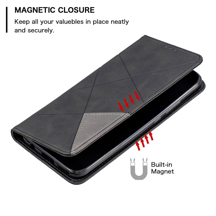 Geometric Pattern Stand Leather Phone Case Card Holder Shell for Huawei Mate 30 Lite/nova 5i Pro - Black-6