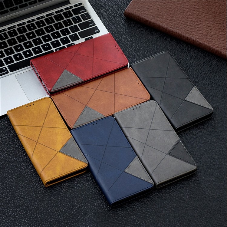 Geometric Pattern Leather Card Holder Phone Case with Stand Covering for Huawei Mate 30 Pro - Black-10