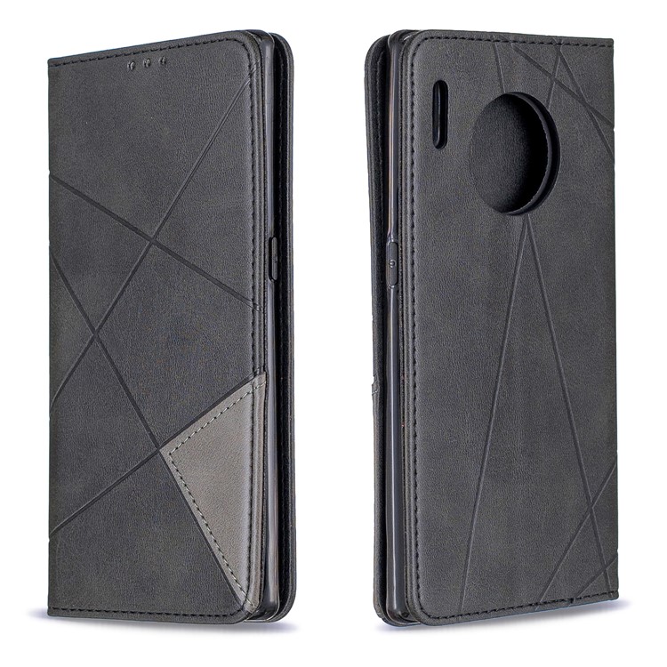 Geometric Pattern Leather Card Holder Phone Case with Stand Covering for Huawei Mate 30 Pro - Black-4