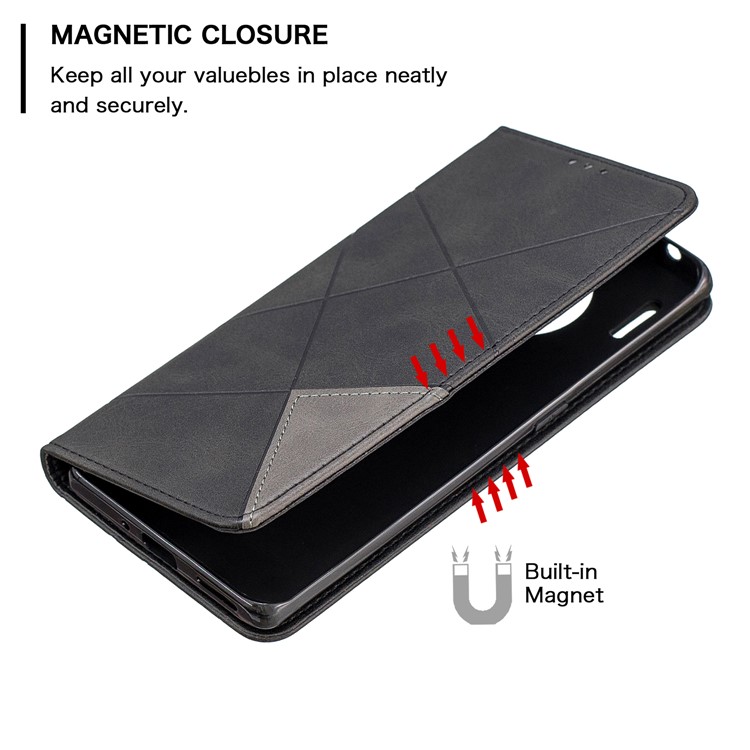 Geometric Pattern Leather Card Holder Phone Case with Stand Covering for Huawei Mate 30 Pro - Black-6