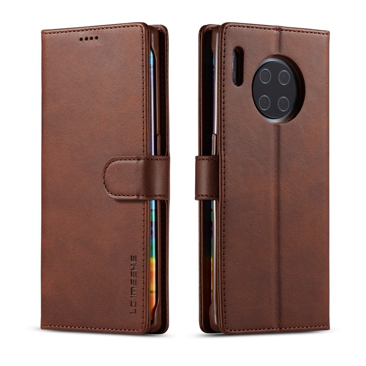 LC.IMEEKEPU Leather Flip Wallet Casing for Huawei Mate 30 Pro - Coffee-1