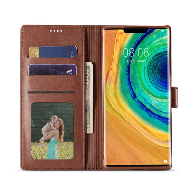 LC.IMEEKEPU Leather Flip Wallet Casing for Huawei Mate 30 Pro - Coffee-4