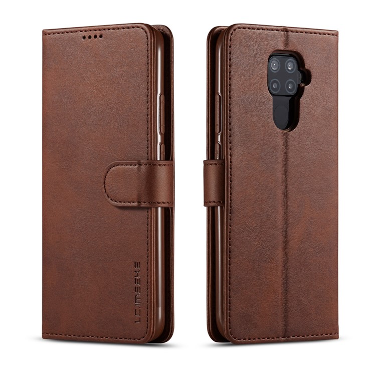 LC.IMEEKEPU Leather Protective Flip Shell for Huawei Mate 30 Lite / nova 5i Pro - Coffee-1