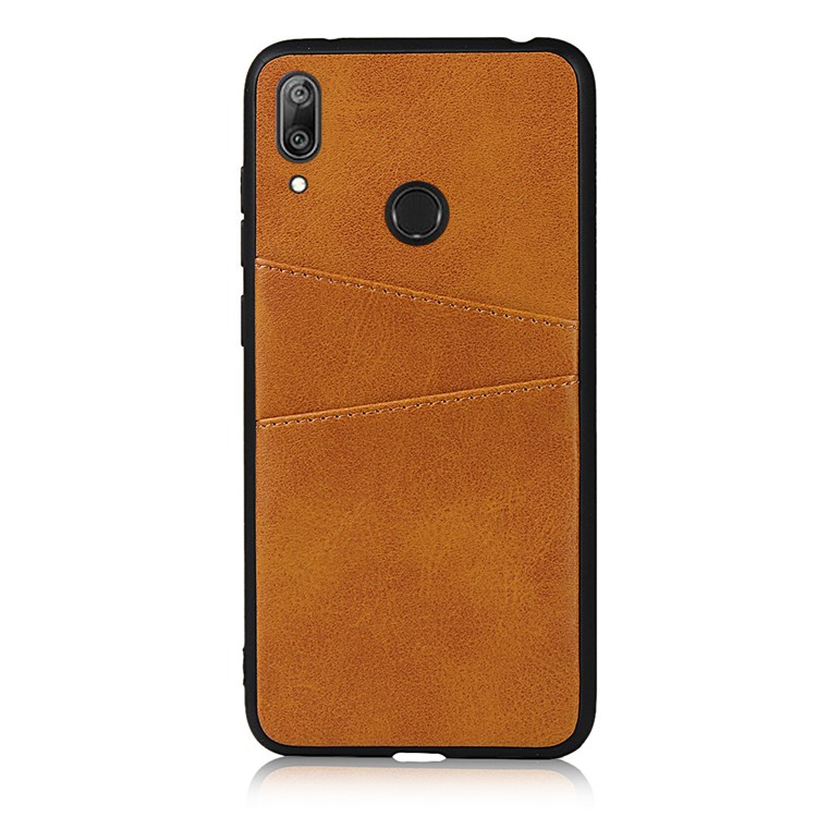 PU Leather+PC Phone Casing Cover for Huawei Y7 (2019) - Brown-2