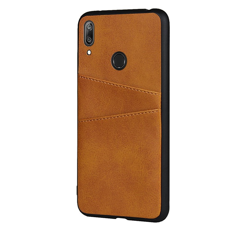 PU Couro + TPU Tampa Do Telefone Invólucro Para Y7 Huawei (2019) - Castanho-3