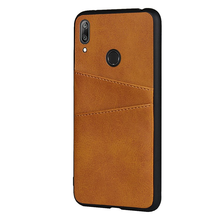 PU Leather+PC Phone Casing Cover for Huawei Y7 (2019) - Brown-3