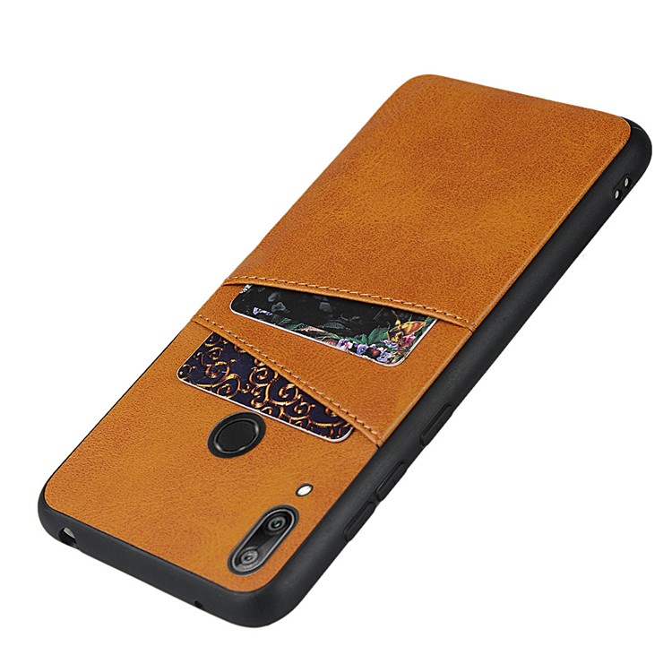 PU Couro + TPU Tampa Do Telefone Invólucro Para Y7 Huawei (2019) - Castanho-4