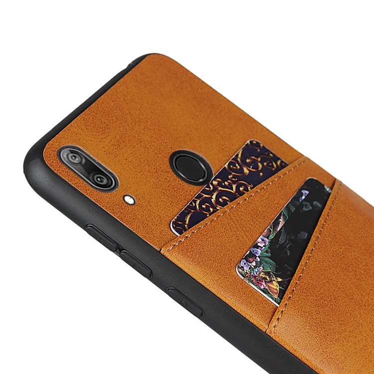 PU Couro + TPU Tampa Do Telefone Invólucro Para Y7 Huawei (2019) - Castanho-6