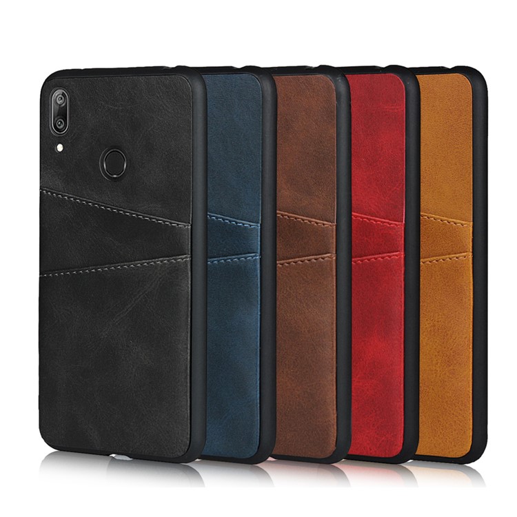 PU Leather+PC Phone Casing Cover for Huawei Y7 (2019) - Brown-9