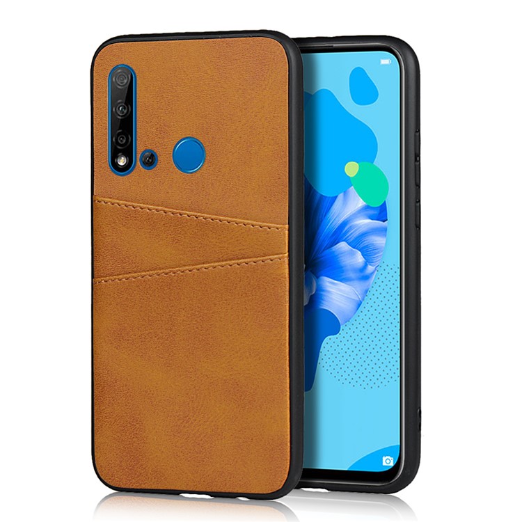 Telefone Pc Couro + PU Tampa Do Invólucro Para Lite Huawei P20 (2019) / Nova 5i - Castanho-1