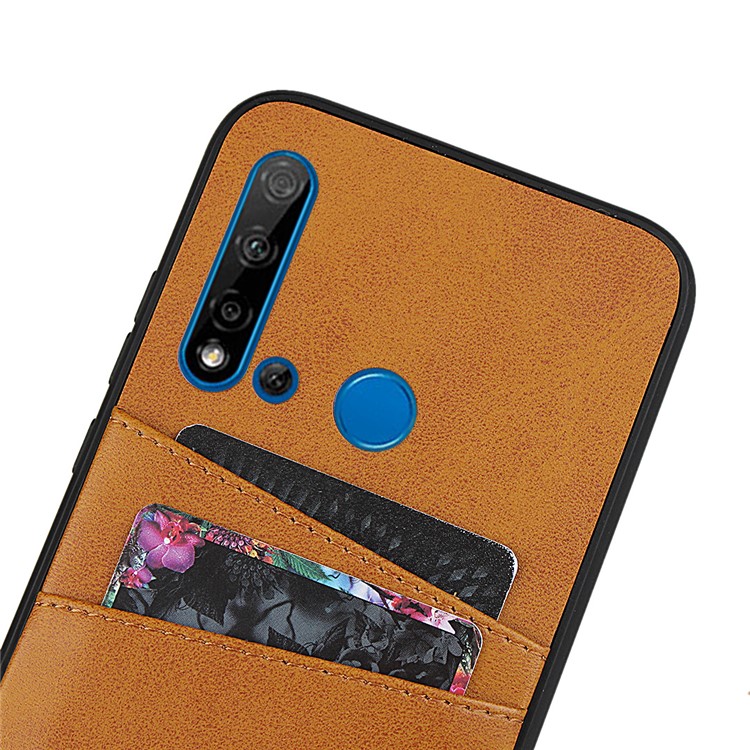 Telefone Pc Couro + PU Tampa Do Invólucro Para Lite Huawei P20 (2019) / Nova 5i - Castanho-6