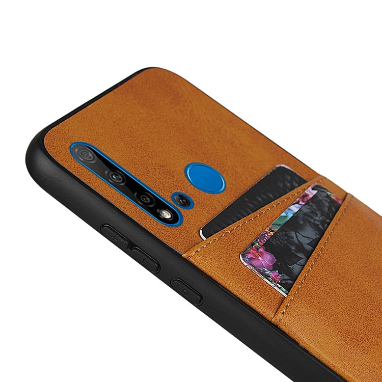 Telefone Pc Couro + PU Tampa Do Invólucro Para Lite Huawei P20 (2019) / Nova 5i - Castanho-7