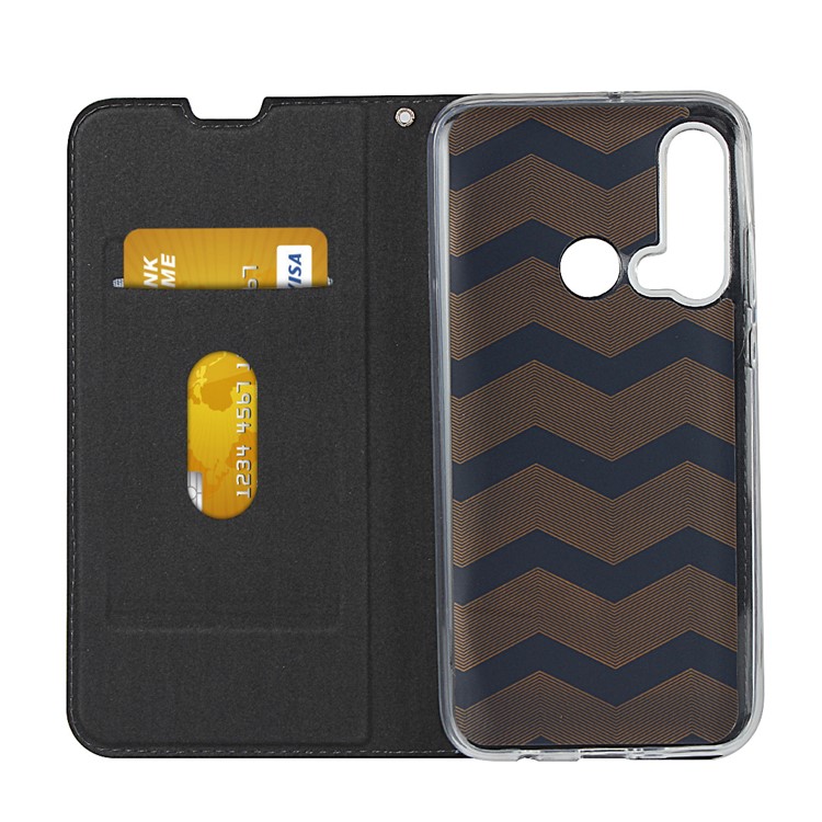 For Huawei nova 5i / P20 lite (2019) TPU+PU Leather Stand Casing with Lanyard - Black-5